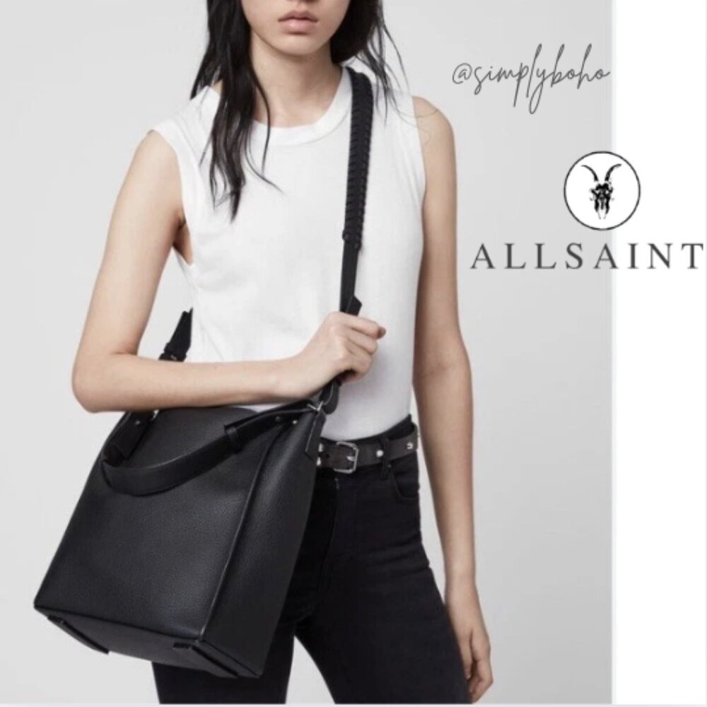 ALLSAINTS Kita Black Leather Convertible Shoulder Bag